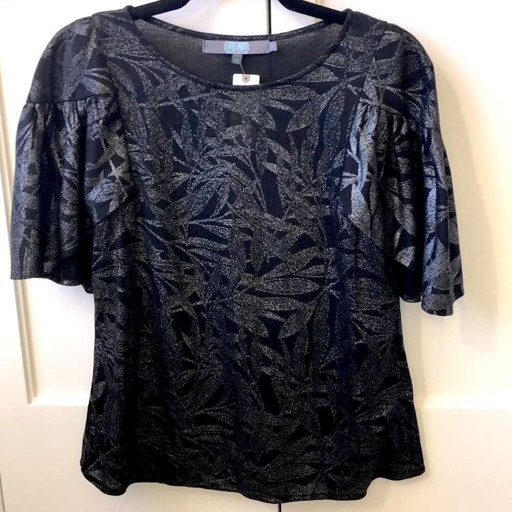 NWT Anthropologie unique black and silver top